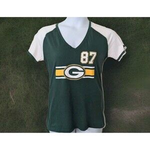 Green Bay Packers NFL Team Apparel Womens Large Short Sleeve Shirt V Neck